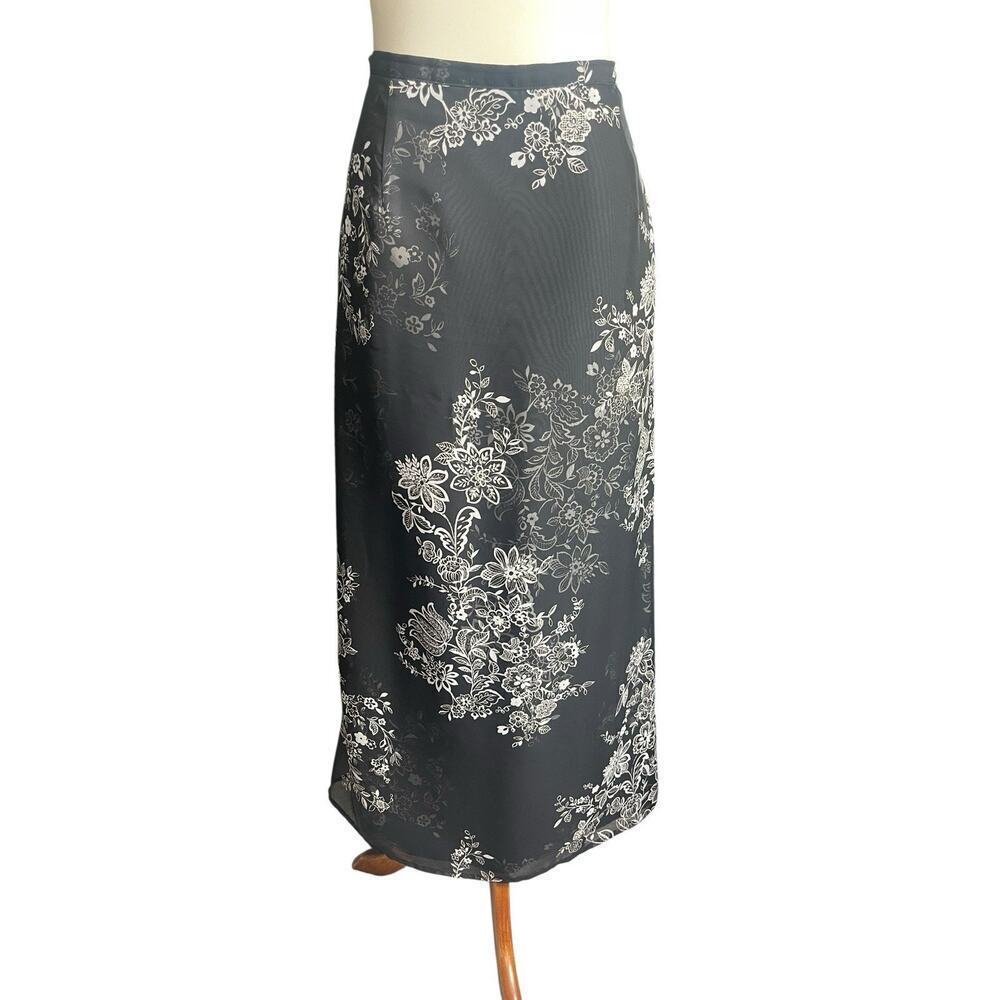 Emma James Black Floral Midi Skirt Fairy Size 14 Flowy 90s Style Fairy Core